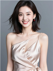 冷白皮性感斜肩装美女图片