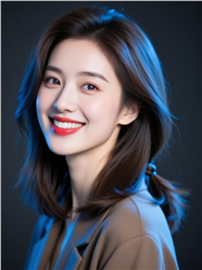 白皙中长发美女肖像摄影图片