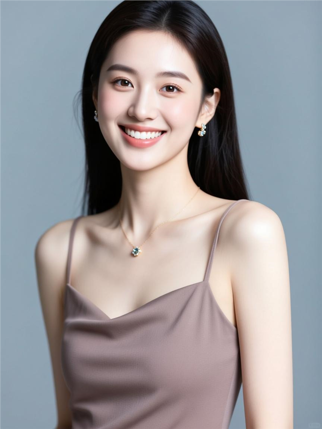 笑容甜美吊带美女写真图片