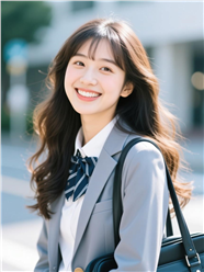 日系风格通勤穿搭美女摄影图片