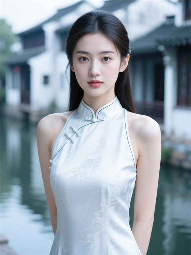 江南水乡素雅旗袍美女写真图片