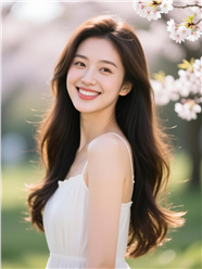 春日氛围感美女温婉笑容图片