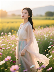 春日花海古典汉服美女写真图片