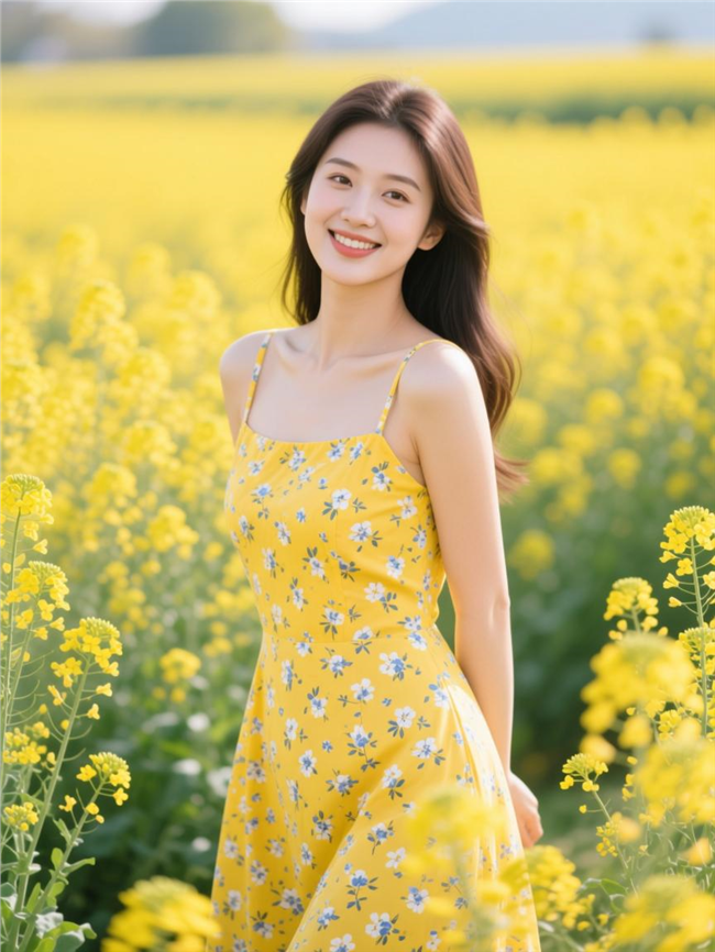 春日黄色油菜花美女写真图片