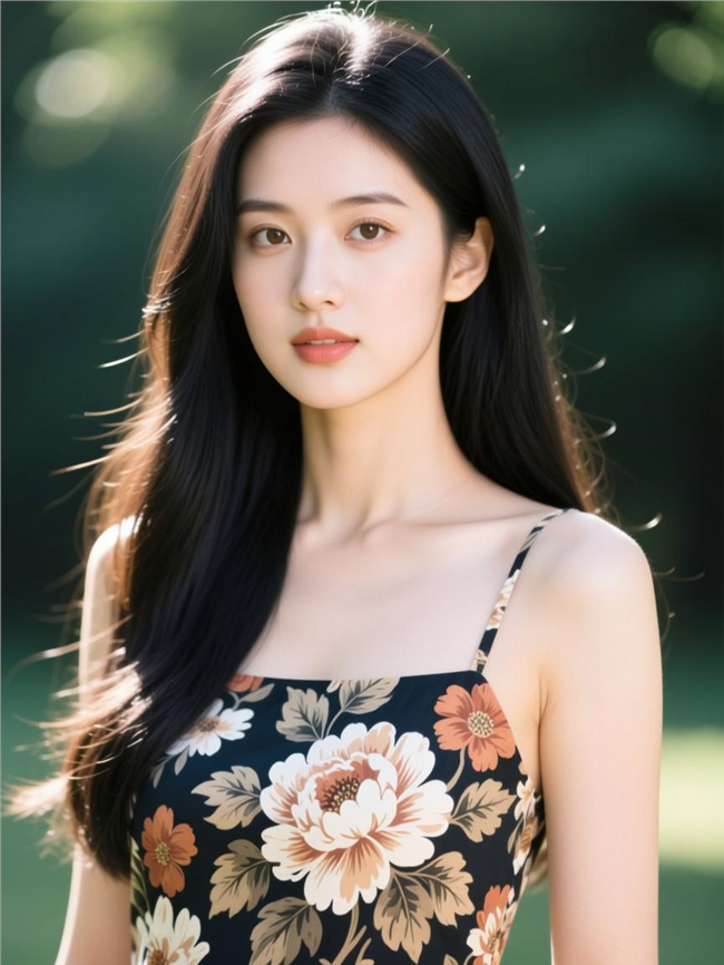 性感吊带长卷发美女写真摄影图片