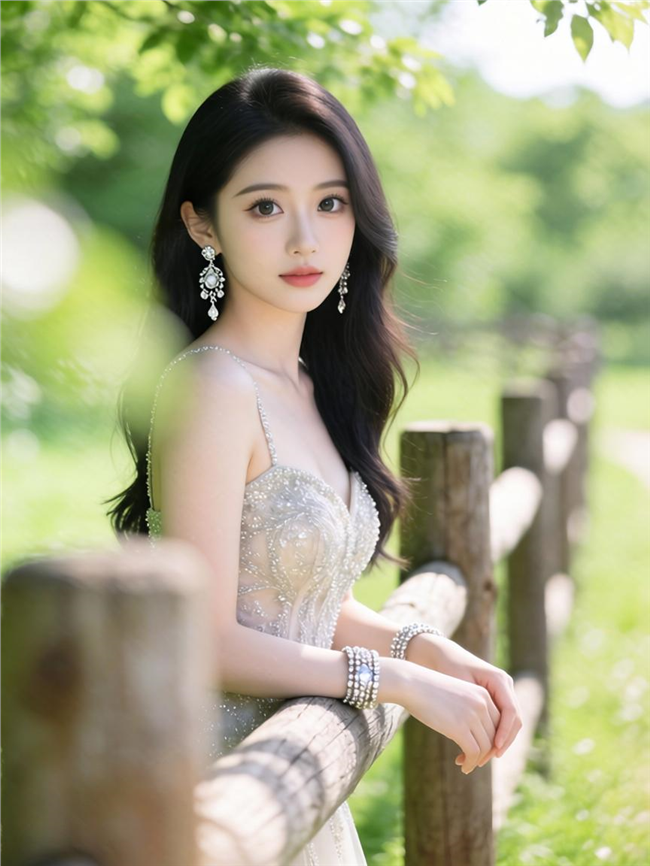 性感吊带高定裙装美女写真图片