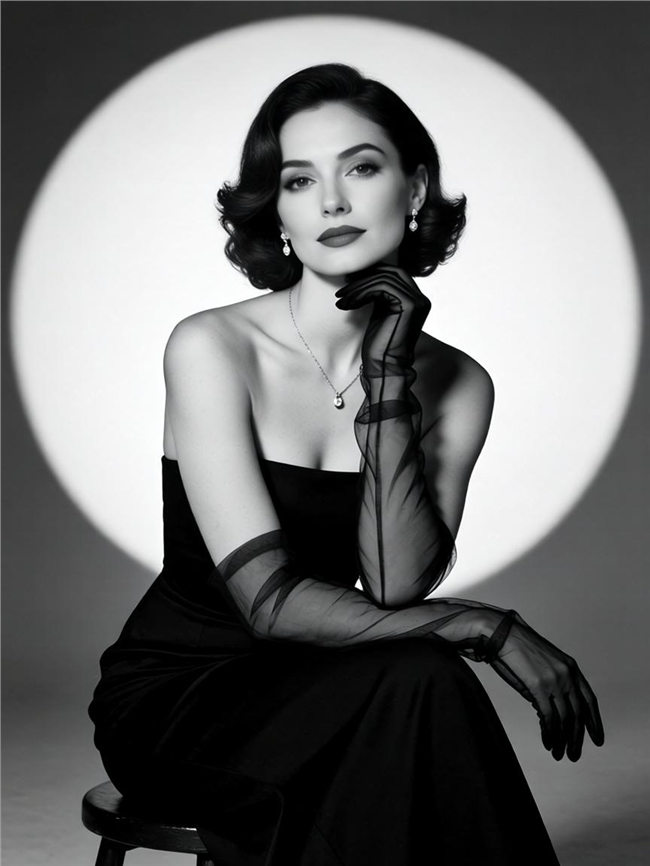 迷人黑色晚礼服美女写真摄影图片