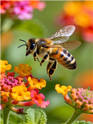鲜花盛开蜜蜂采蜜摄影图片