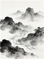 极简水墨风山水风景图片