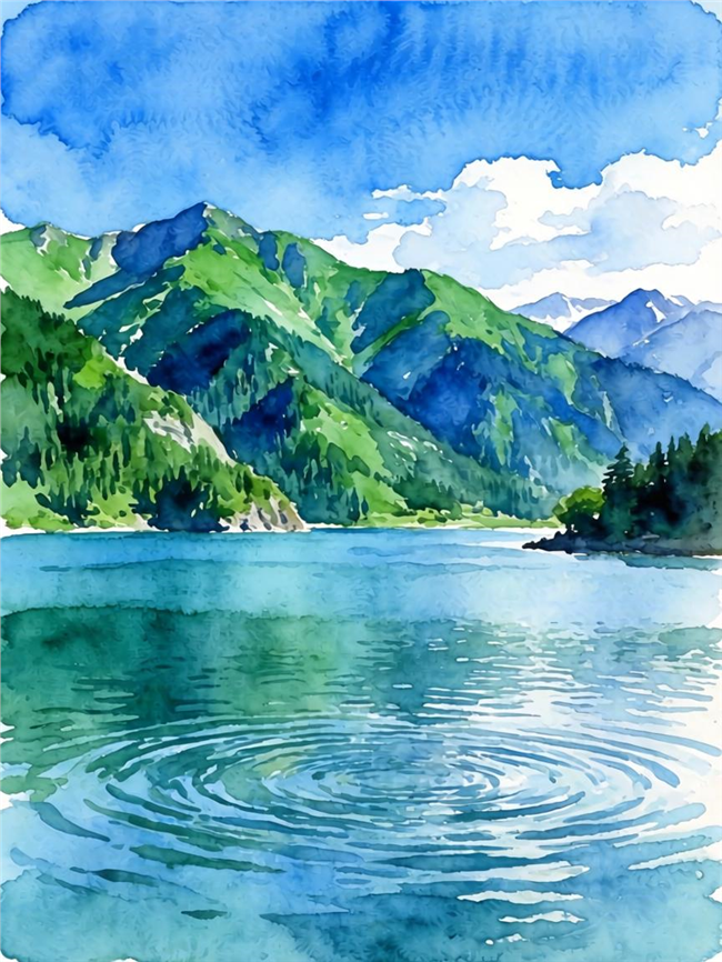 水墨风格山水风景插画设计图片