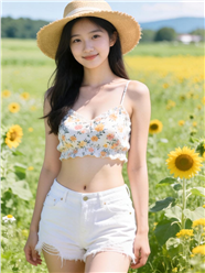 夏日向日葵花海美女写真图片