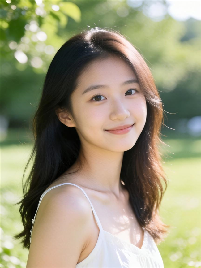 春天户外清新女孩写真摄影图片