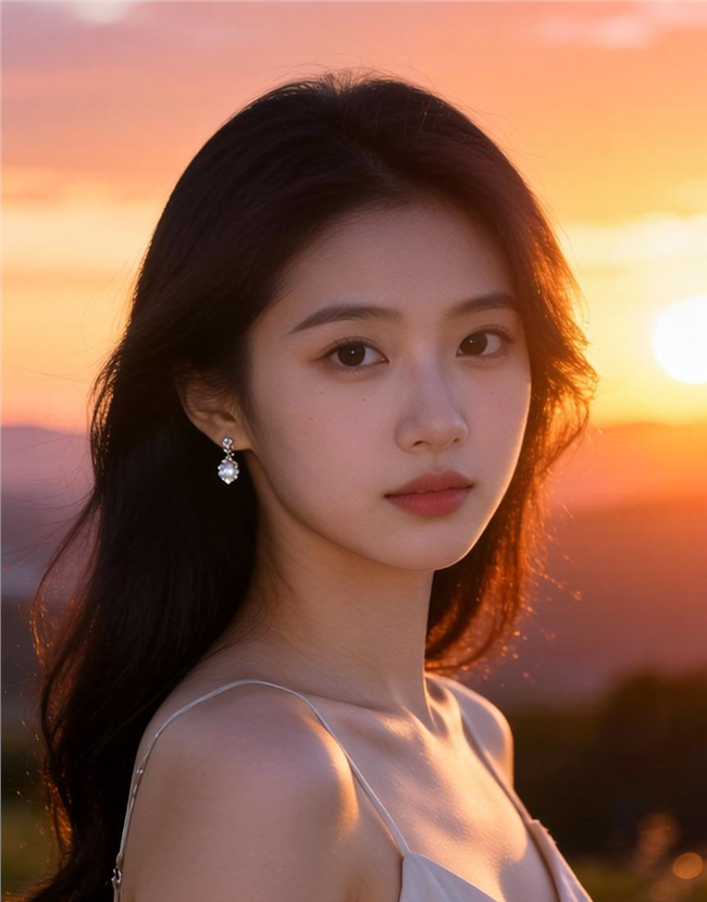 日落光影性感美女摄影图片