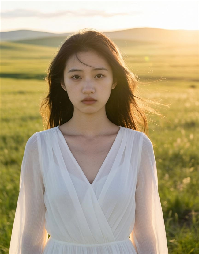 草原时尚破碎感美女写真图片
