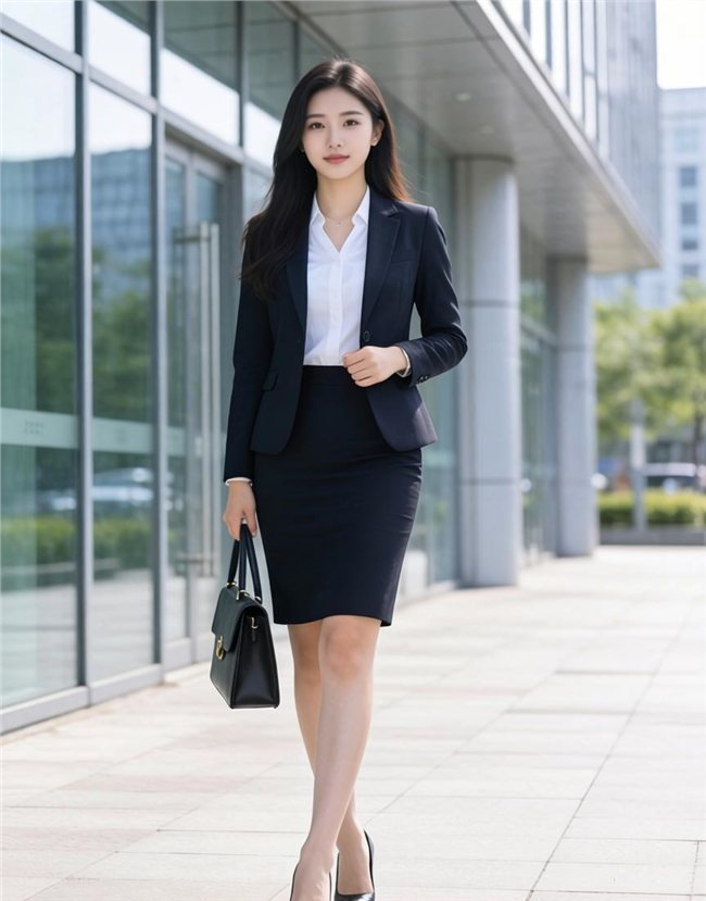 黑色职业套装美女写真摄影图片