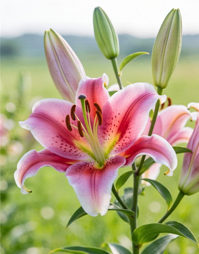 野生红色百合花微距摄影图片