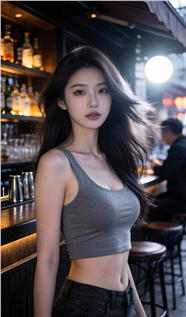 夜店酒吧性感背心美女摄影图片