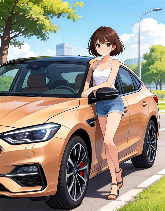 性感车模美女卡通插画设计图片