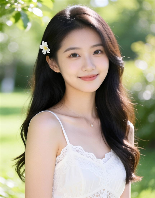 亚洲甜美白色吊带衫美女写真图片