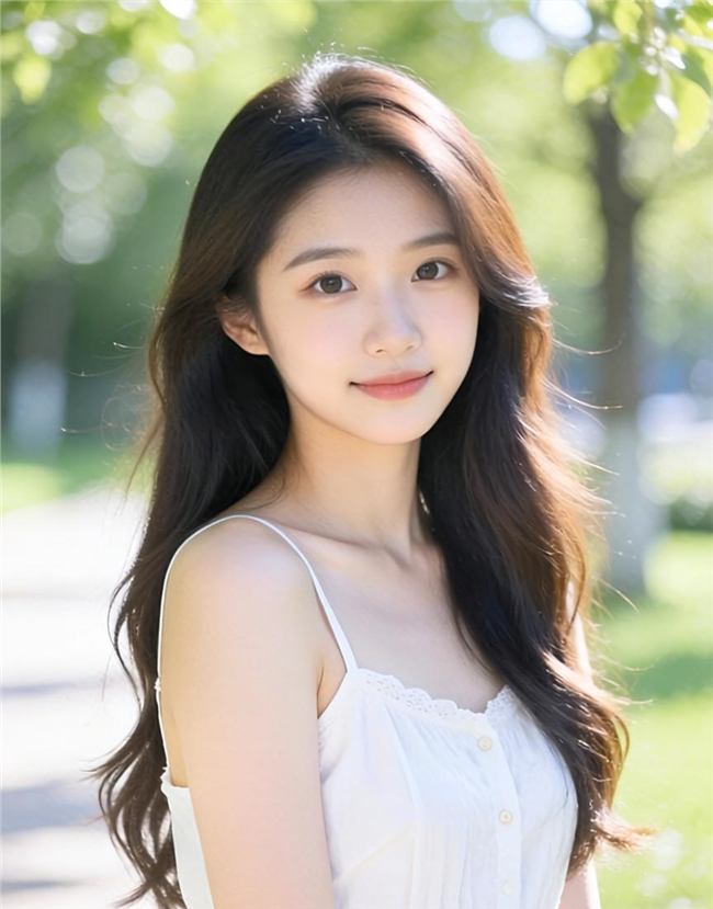 性感可人长卷发白色吊带衫美女写真图片