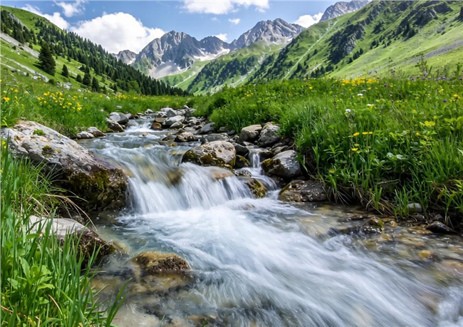 山间小溪流山水风景图片