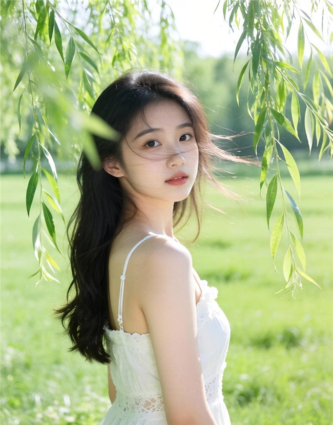 春日草地小清新风格美女写图片