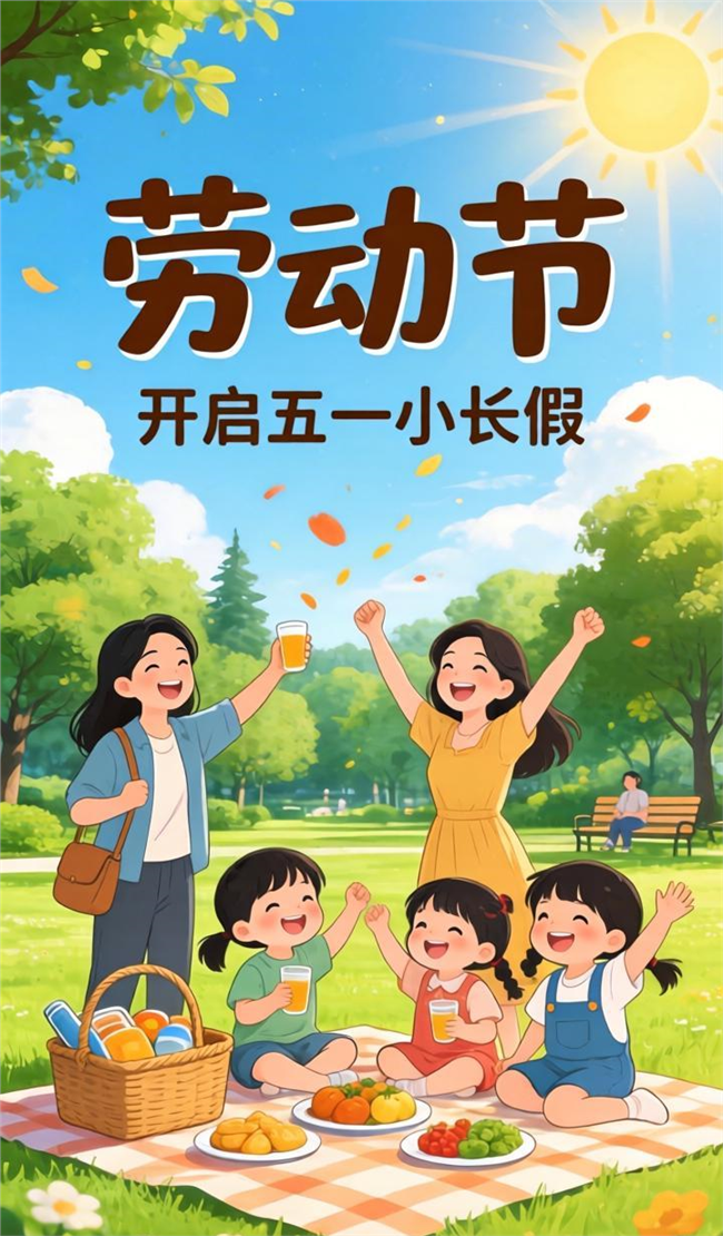 卡通插画风格劳动节海报图片