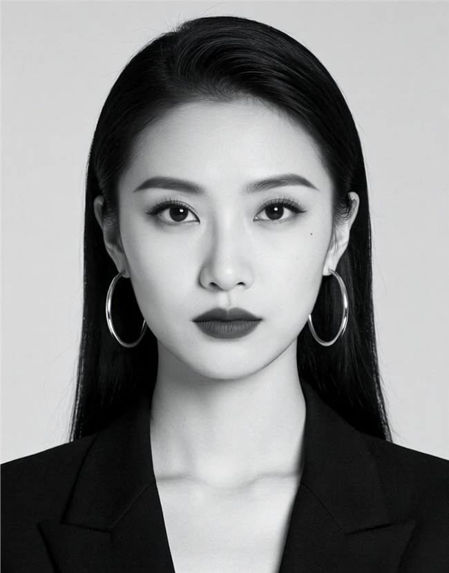 戴着大耳环的黑白风格美女图片