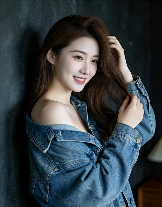 性感牛仔风美女人像艺术写真图片