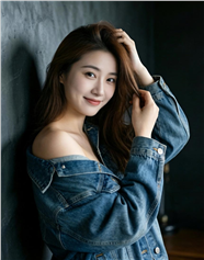 单肩滑落性感牛仔衣美女人体摄影图片
