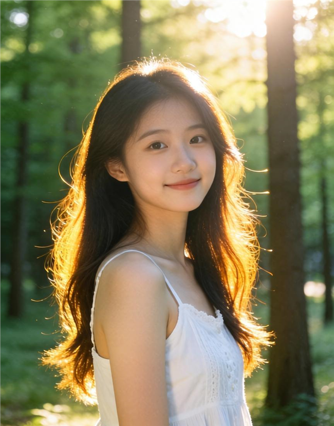 林间文艺森系白衣女孩图片
