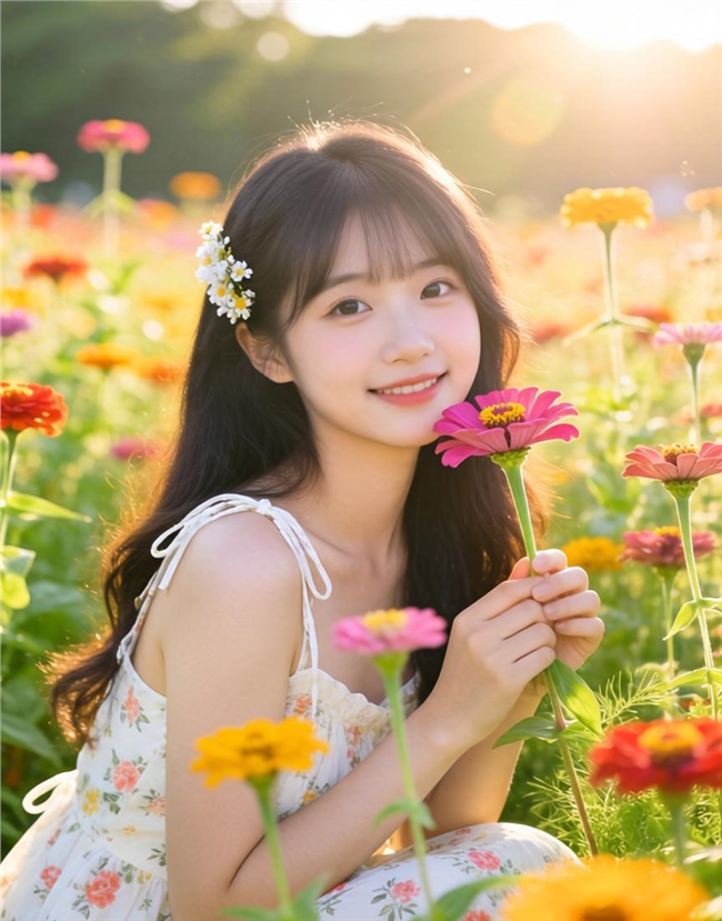 花海甜妹灵动写真摄影图片