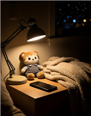 夜晚桌上小物件灯光摄影图片