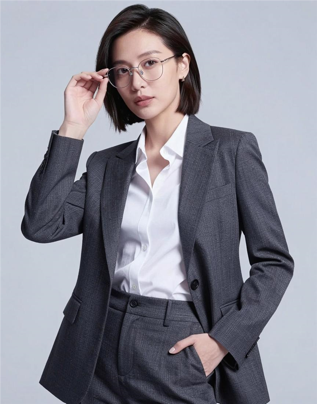 短发气质戴眼镜商务美女图片