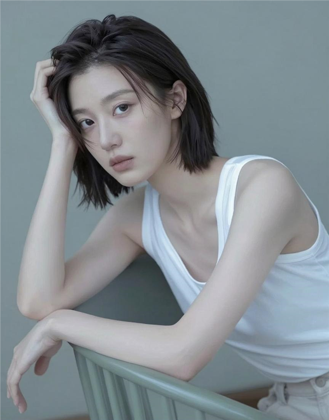 慵懒风冷白皮美女写真摄影图片