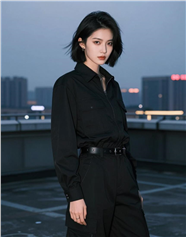 酷飒短发美女写真图片