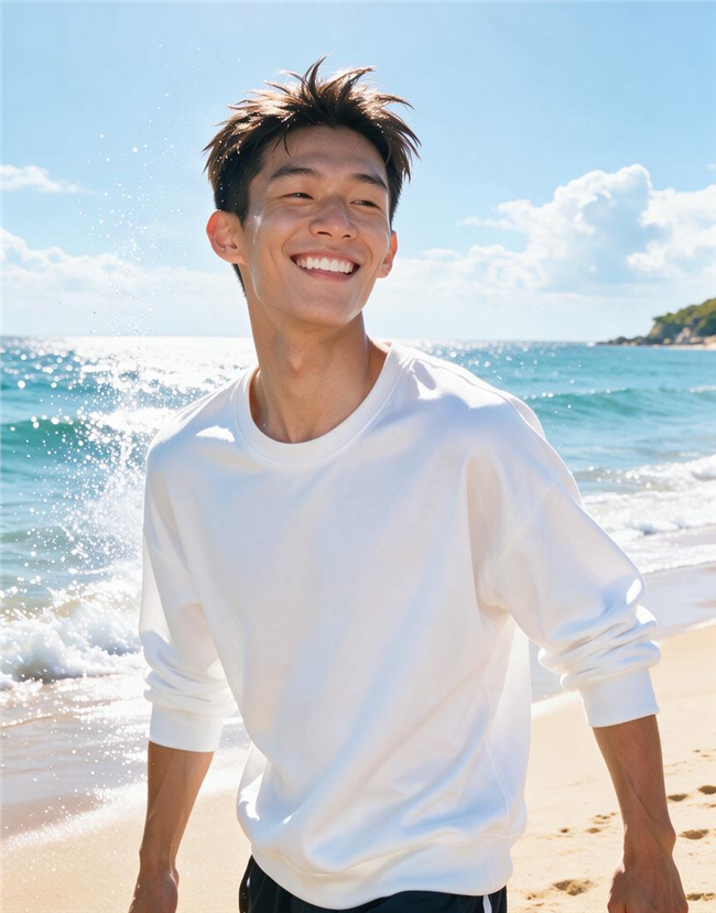 海边沙滩阳光运动帅哥摄影图片