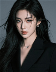 黑色长发清冷御姐风格美女图片