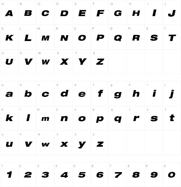 Helvetica Neue LT W1G 93 Black Extended Oblique