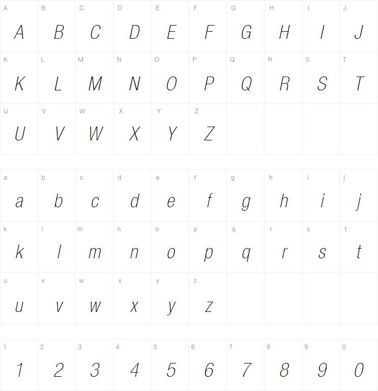 Neue Helvetica Pro 37 Condensed Thin Oblique