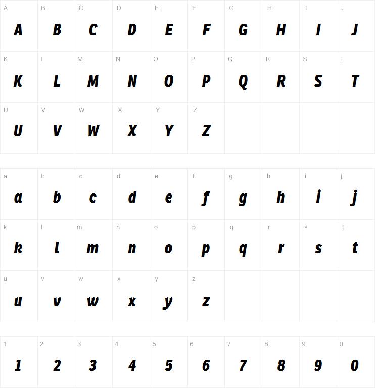 Ronnia Condensed Extrabold Itali