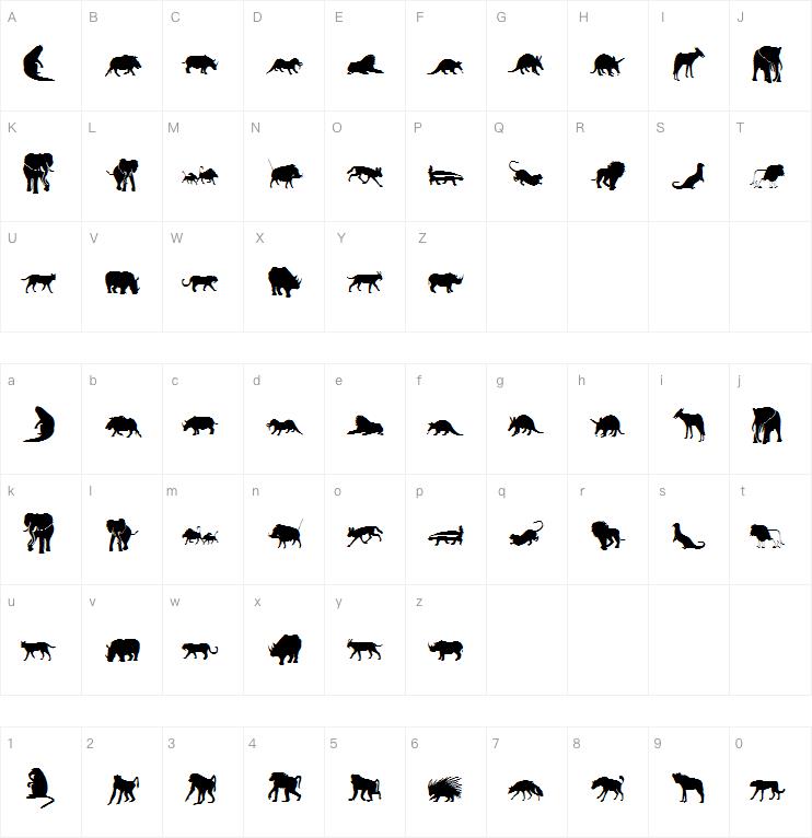 Afrika Wildlife B Mammals2字体