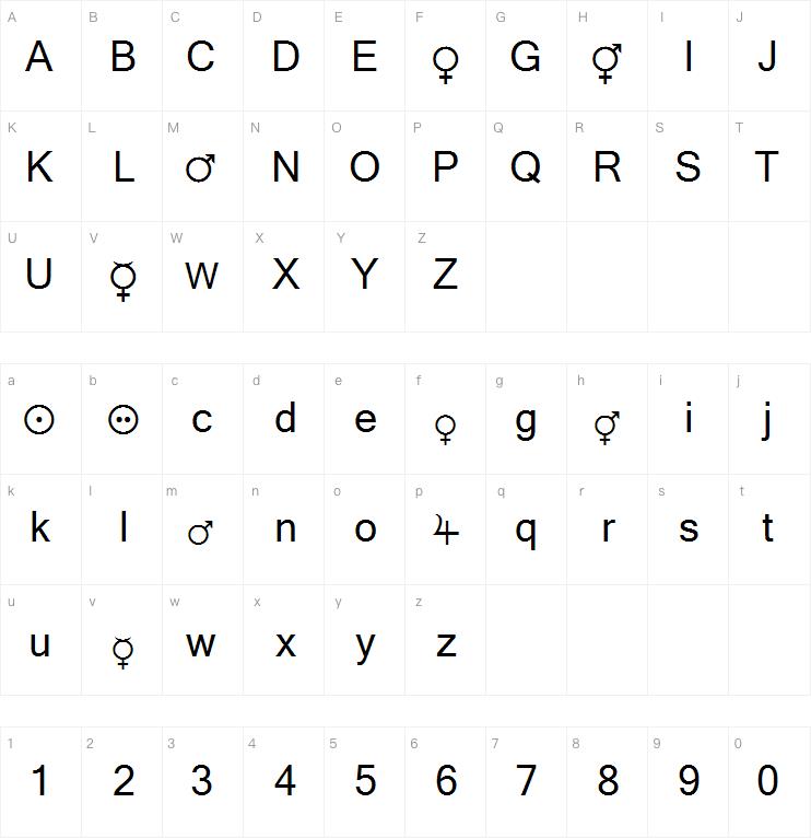 Female and Male Symbols字体