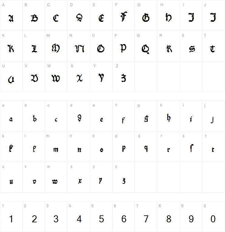 KobergerN10DruckBastarda字体