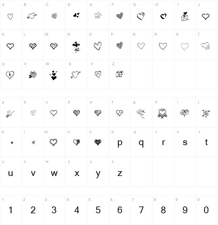 PWLittleHearts字体