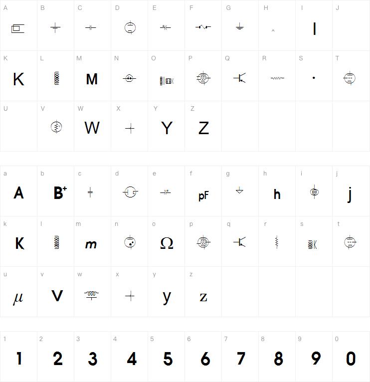 vac tube symbols v1.2字体