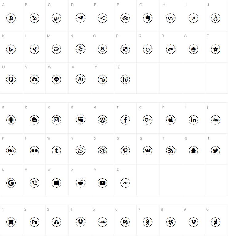 social networks colors字体