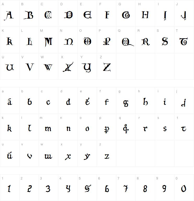 12th c. Fancy Caps字体