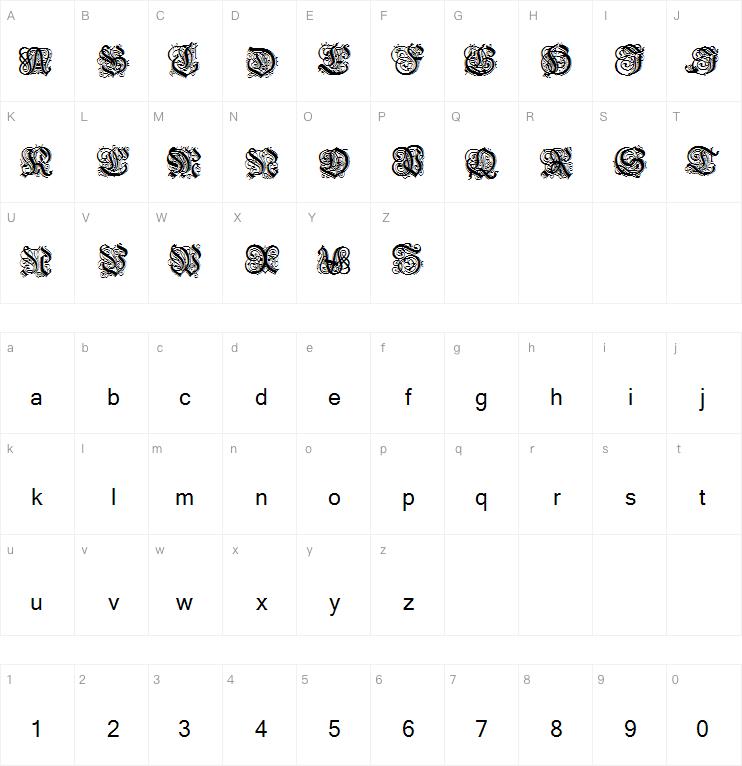 Hentzau Initials字体