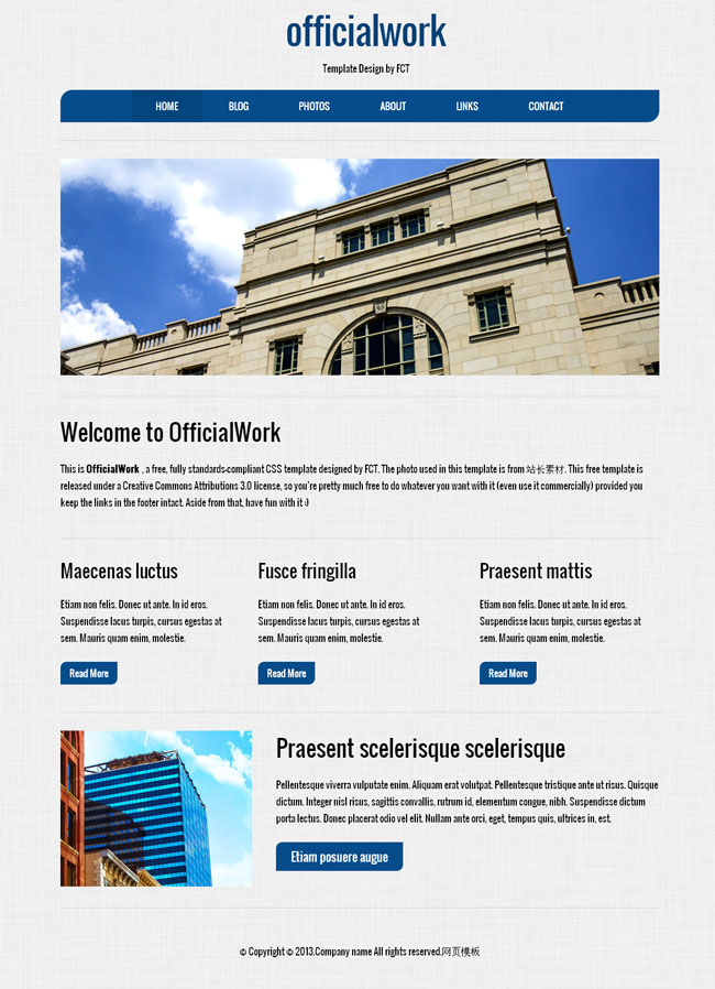 蓝色布局博客网站CSS3模板（天蓝色css）